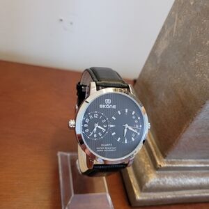 Brand New Skone Silver & Black Dual Dial Men's Watch
